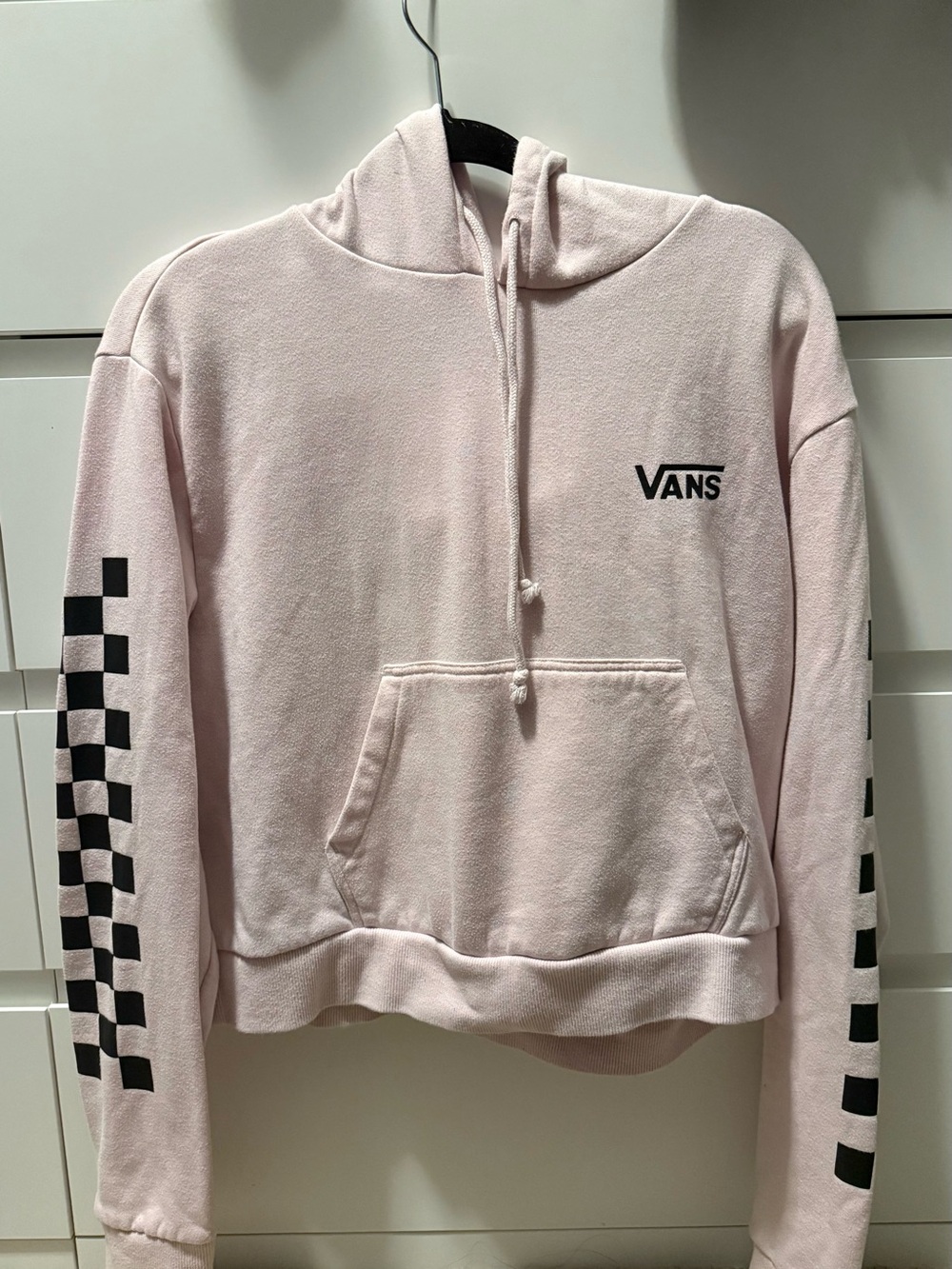 Vans Pink Checkered Sleeve Pullover Hoodie Size L